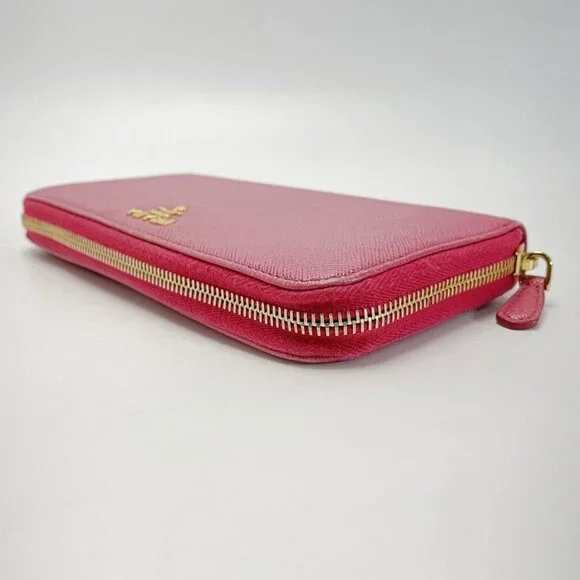 Prada Portafoglio Lampo Gold Zipper 1 Ml506 Pink Wallet - Picture 2 of 8